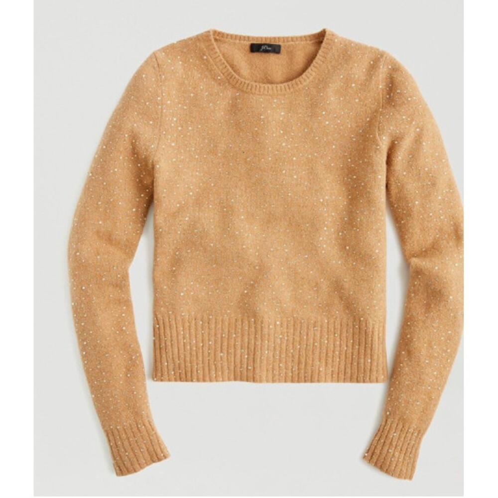 J. CREW Gemstone Crewneck Sweater Beige Heather Supersoft Merino Alpaca Size XL